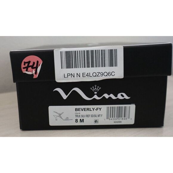 Nina Women's Sz 8M True Silver Metallic Beverly Strappy Heels - Picture 11 of 11